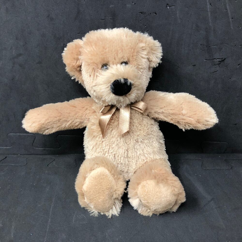 Koala Baby Teddy Bear Plush 8" Rattle Tan Brown Stuffed Animal Satin Bow Lovey